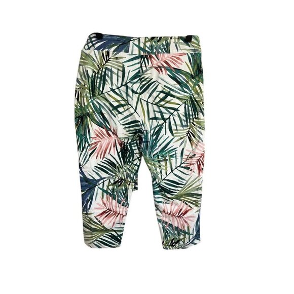 Retro Floral Pant L Green Crop Ankle Tropical Resort Preppy Classic Chic Preppy - Picture 9 of 13